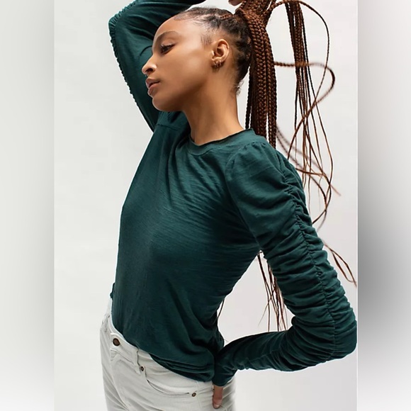 We The Free Natasha Tee Dark Green Size Small - Picture 2 of 7